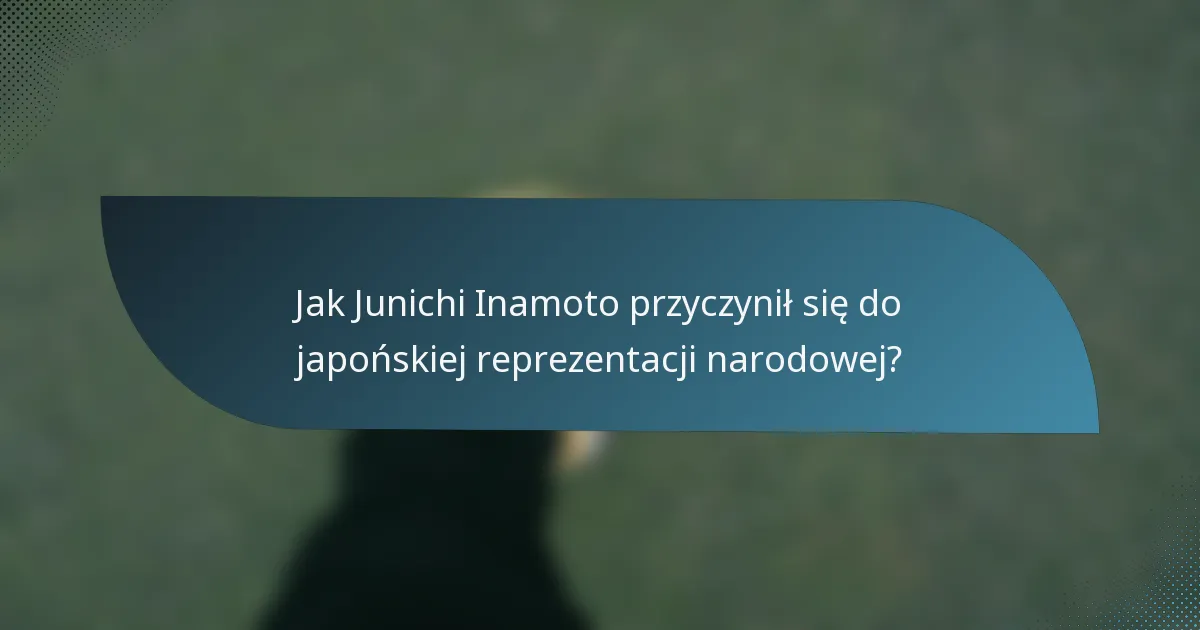 Jak Junichi Inamoto przyczynił się do japońskiej reprezentacji narodowej?