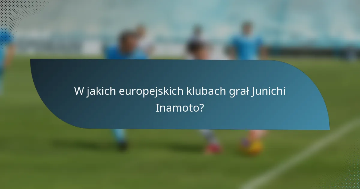 W jakich europejskich klubach grał Junichi Inamoto?